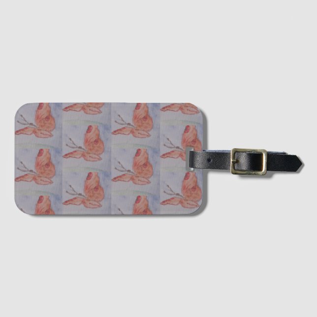 Pink Butterfly  Luggage Tag (Front Horizontal)