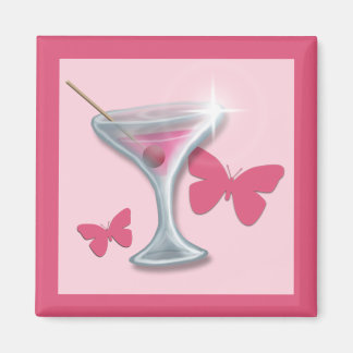 Pink Butterfly Martini magnet