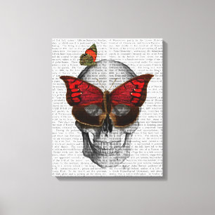 Pink Butterfly Mask Skull Canvas Print