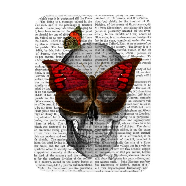 Pink Butterfly Mask Skull Magnet (Vertical)