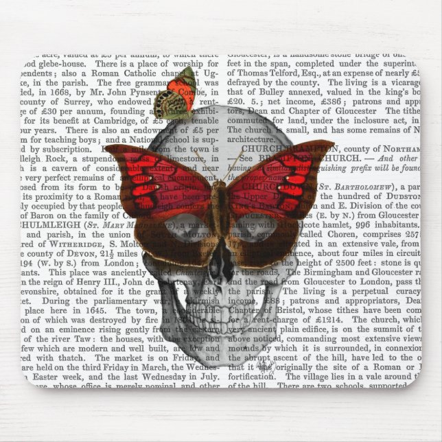 Pink Butterfly Mask Skull Mouse Pad (Front)