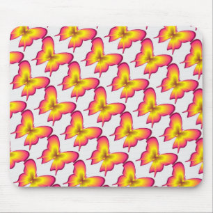 Pink butterfly mouse pad