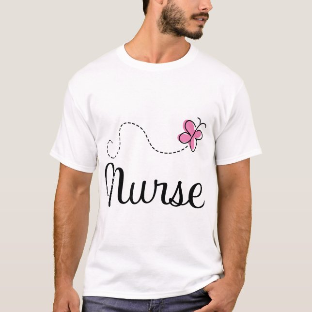 Pink Butterfly Nurse Gift Tee (Front)