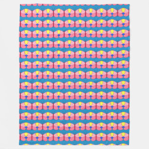 Pink Butterfly on Blue Fleece Blanket