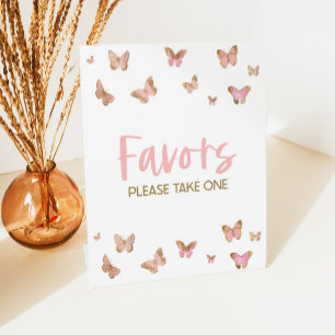 Pink Butterfly Party Favours Table Sign