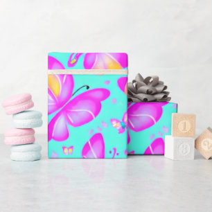 Pink Butterfly Pastel Nature wrapping paper