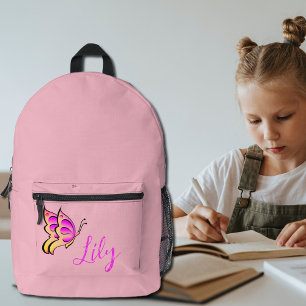 pink  butterfly - personalised printed backpack