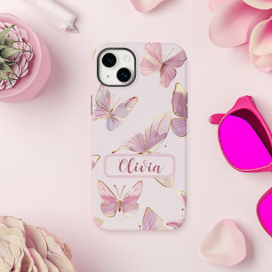 Pink Butterfly Personalized iPhone Case
