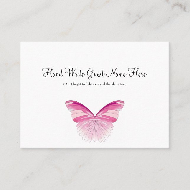 Pink Butterfly - Place Cards (Front)