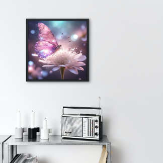 Pink butterfly poster