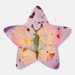 Pink Butterfly purple star sticker, envelop sealer Star Sticker