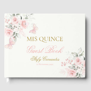 Pink Butterfly Quinceañera Guest Book