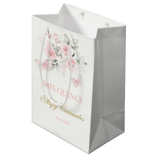 Pink Butterfly Quinceañera Medium Gift Bag