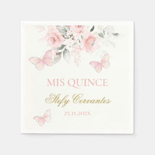Pink Butterfly Quinceañera Napkin