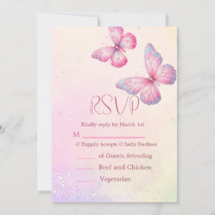 Pink Butterfly RSVP Baby Shower QR Code Invitation