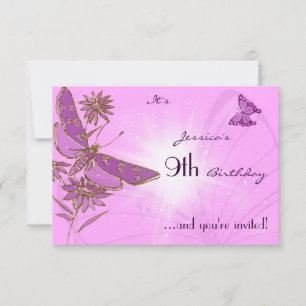 Pink Butterfly RSVP Invitation Card