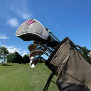 Pink Butterfly Rustic Golf Head Cover