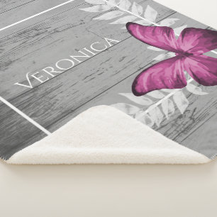 Pink Butterfly Rustic Personalised Sherpa Blanket