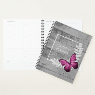 Pink Butterfly Rustic Planner