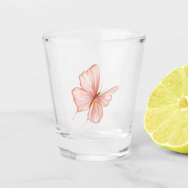 Pink Butterfly Shot Glass (Front)