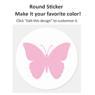 Pink Butterfly Silhouette, Choose Your Own Colours Classic Round Sticker