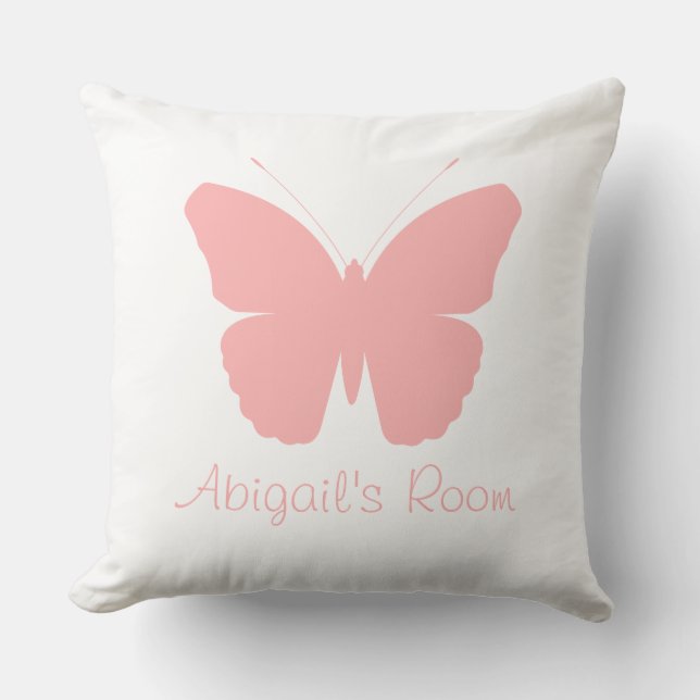 Pink Butterfly Silhouette Design (Personalised) Cushion (Front)