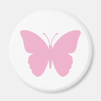Pink Butterfly Simple Design Round Magnet