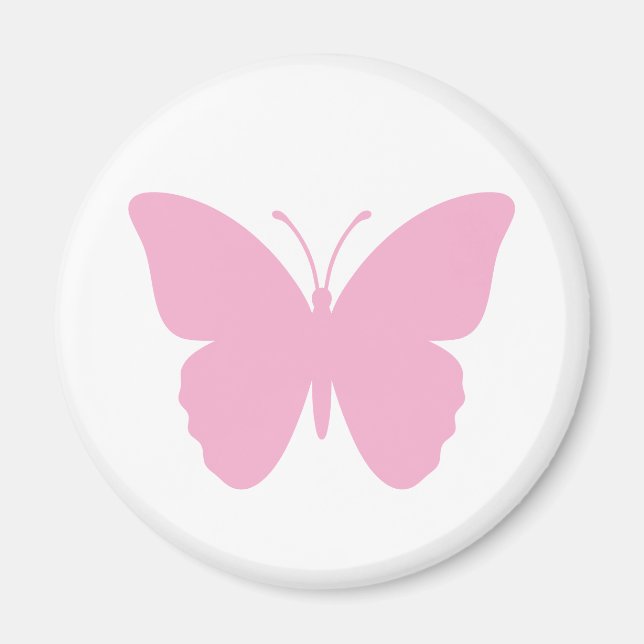 Pink Butterfly Simple Design Round Magnet (Front)