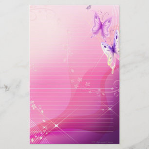Pink Butterfly Stationary Stationery