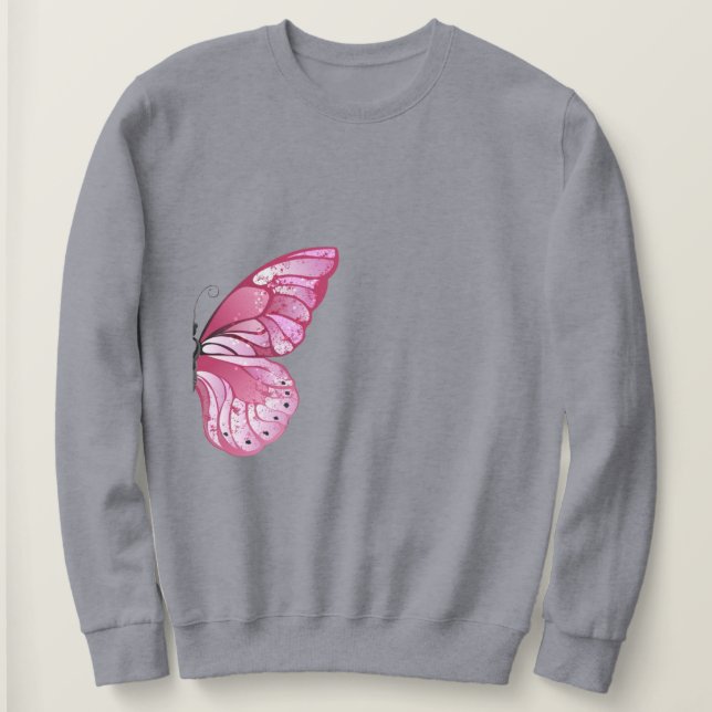 Pink Butterfly Sweatshirt - Grace Meets Comfort (Design Front)