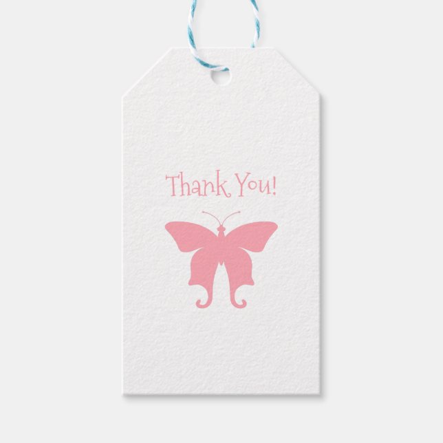 Pink Butterfly Thank You Gift Tags (Front)
