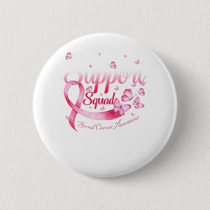 Pink Butterfly Warrior Support Squad Breast Cancer 6 Cm Round Badge