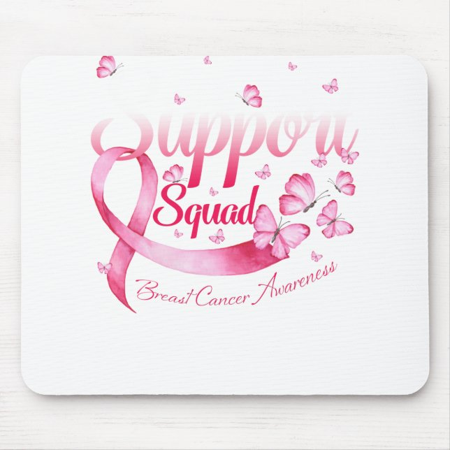 Pink Butterfly Warrior Support Squad Breast Cancer Mouse Pad (Front)