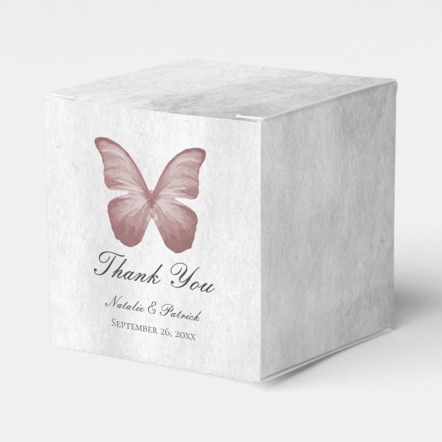 Pink Butterfly Wedding Favour Boxes (Front Side)