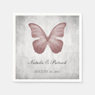 Pink Butterfly Wedding Paper Napkins