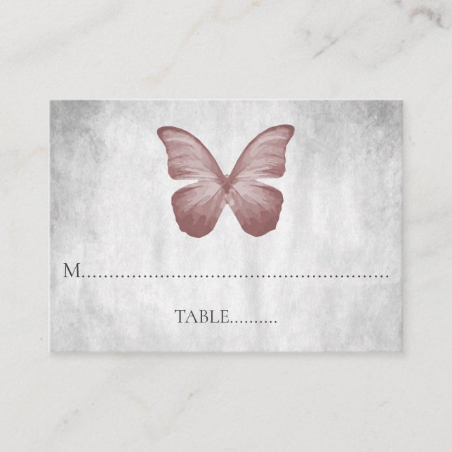 Pink Butterfly Wedding Place Cards (Front)