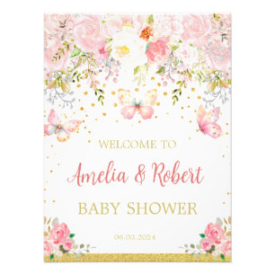 Pink butterfly welcome Sign