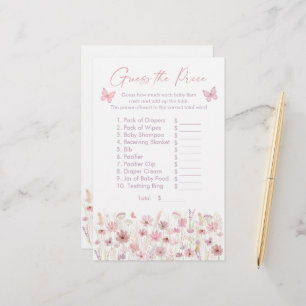 Pink Butterfly Wildflowers Guess the Price Game