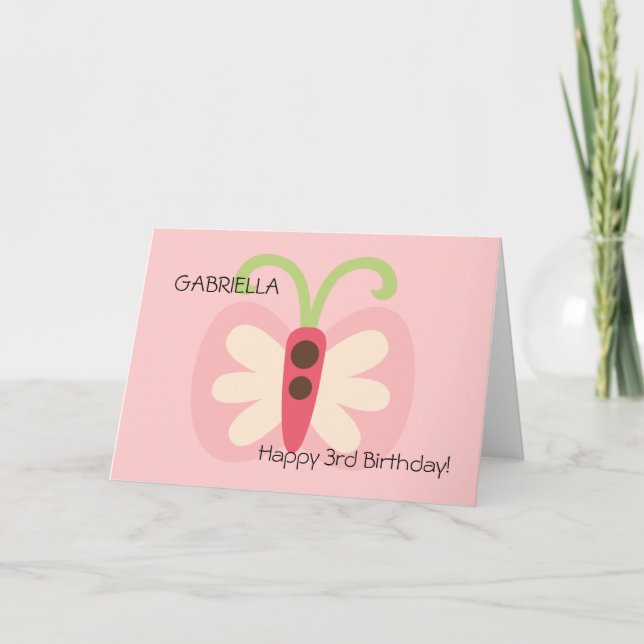 Pink Butterfly with Name Card (Front)