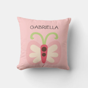 Pink Butterfly with Name Cushion