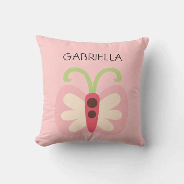 Pink Butterfly with Name Cushion (Front)
