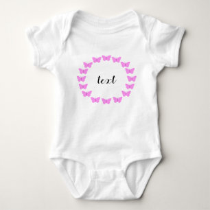 Pink Butterfly Wreath with Customisable Text Baby Bodysuit