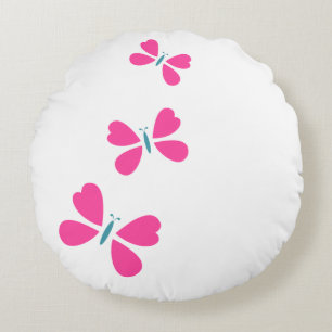 Pink Butterfly's flying  Round Cushion