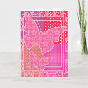 Pink Butterflys Thank You Card