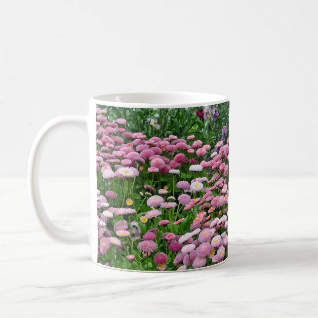 Pink button flowers coffee mug (Left)