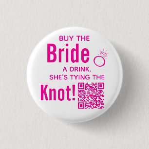 Pink Buy The Bride a Drink Bachelorette Party  3 Cm Round Badge