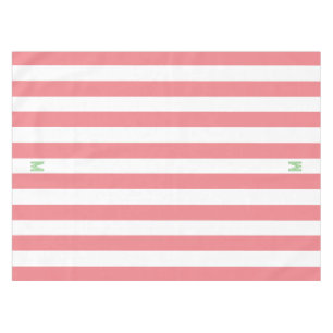Pink Cabana Stripe & Personalised Green Monogram Tablecloth