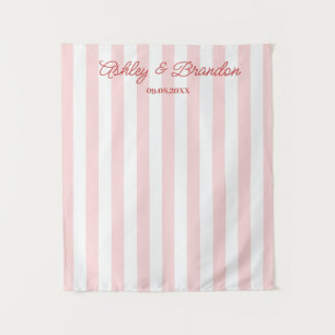 Pink Cabana Stripe Personalised Wedding Tapestry