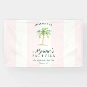 Pink Cabana Stripes Palm Beach Bach Club Welcome Banner