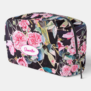 Pink Cabbage Rose Flower Pattern Watercolor Girls Dopp Kit